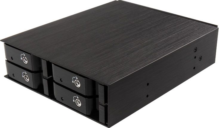 Enkllozh për disqe SilverStone SST-FS204B, 4x 2.5", 5.25", SATA 3, i zi