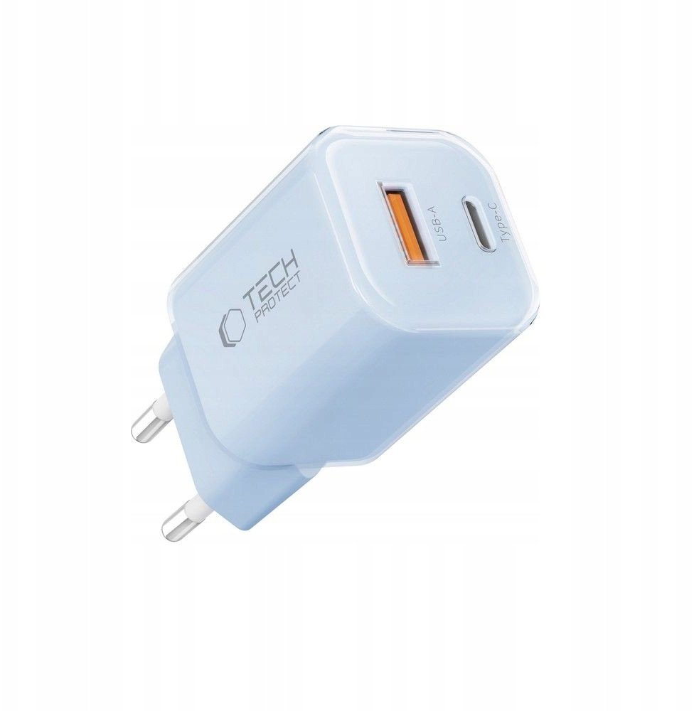 Karikues rrjeti Tech-Protect NCM33W, 2 porta, 33W PD QC3.0, blu baby