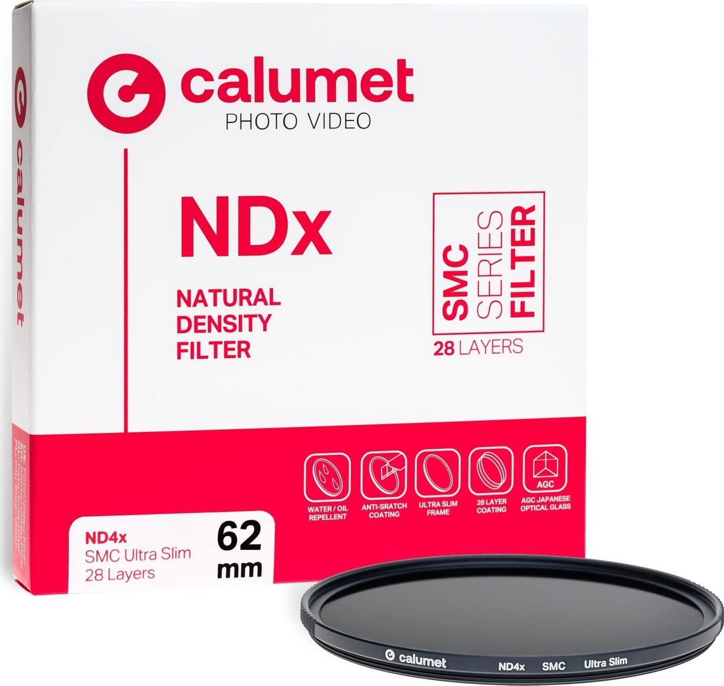 Филтер ND Calumet 62mm ND4x SMC, ултра тенок, црн