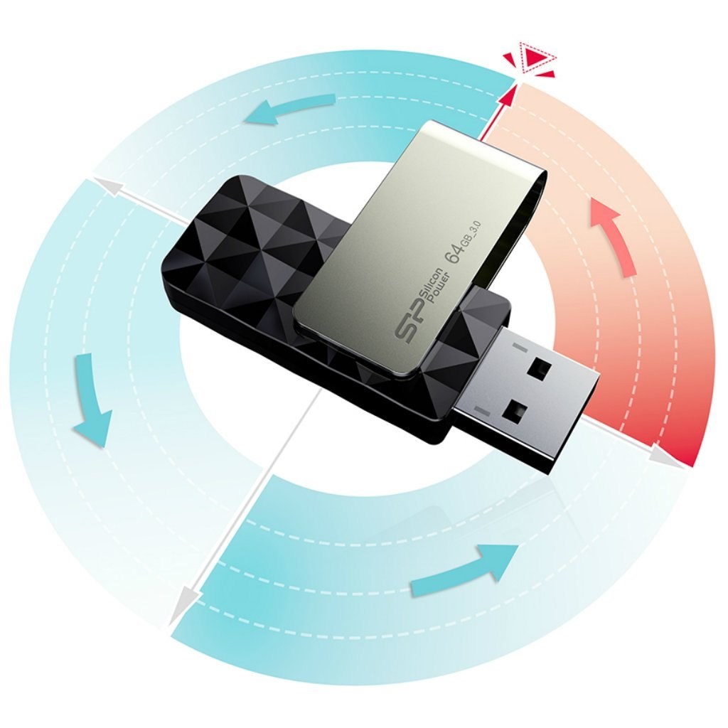 USB Silicon Power Blaze B30, 64GB, USB 3.1, e zezë