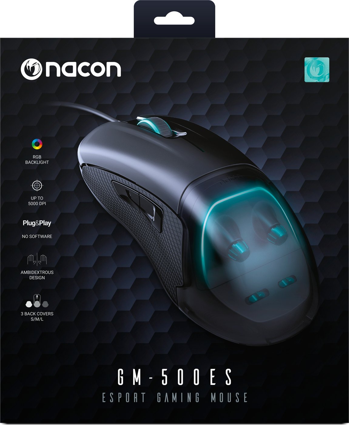 Гејминг глушец Nacon GM-500 E-SPORT, 6400 DPI, со кабел, црн