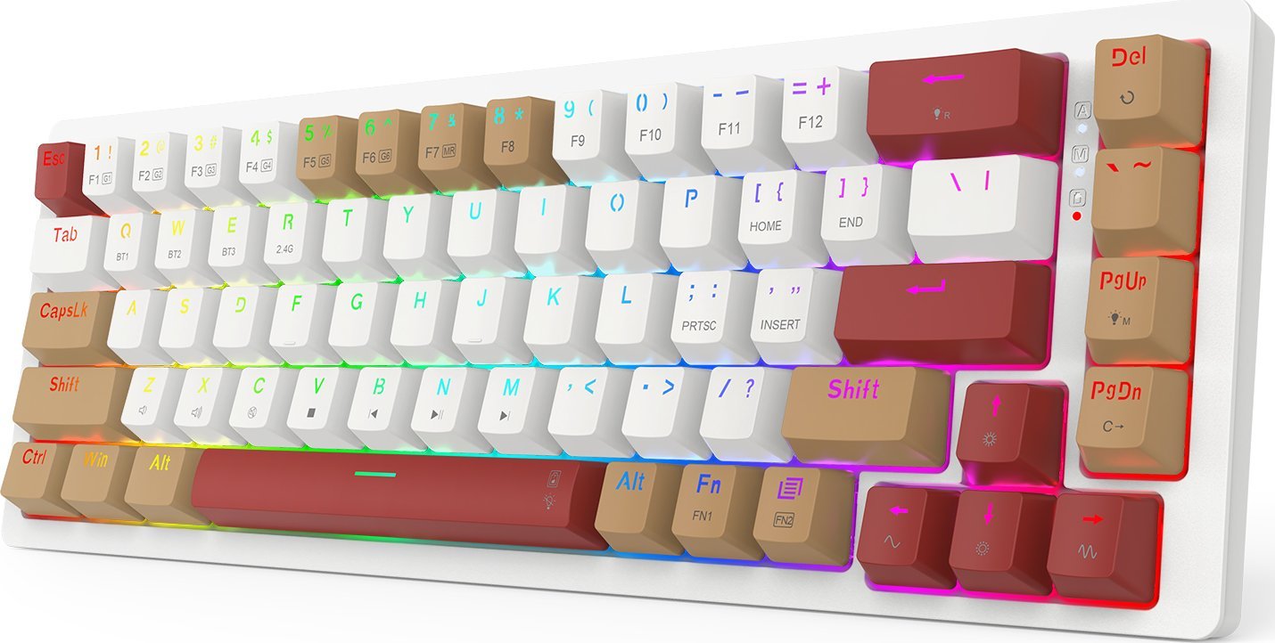Tastierë gaming Redragon Rammus K677 PRO, mekanike 60%, wireless RGB, e zezë