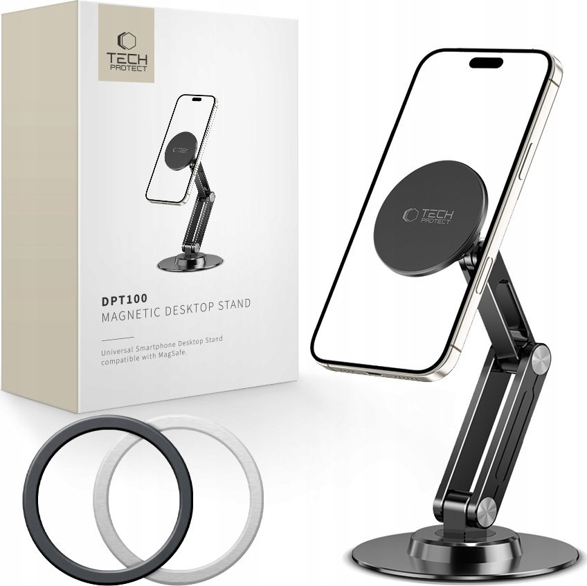 Mbajtëse tavoline për telefon Tech-Protect DPT100, MagSafe, rregullueshme, e zezë