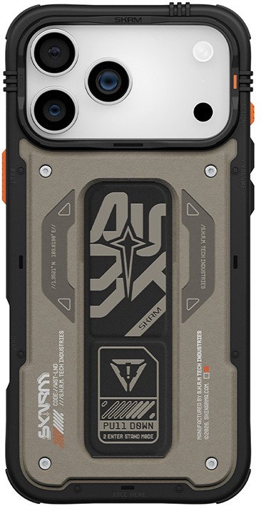Mbulesë telefoni Skinarma Aegis për iPhone 17 Pro, magnetike, me Grip Stand, gri