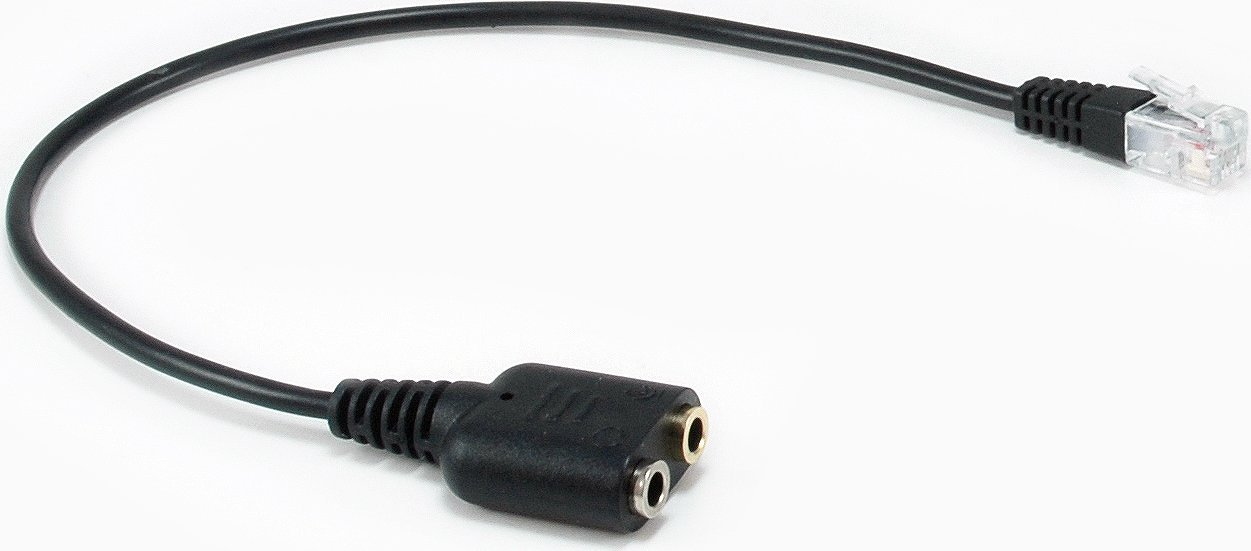 Adapter audio Equip RJ9 në 3.5mm për kufje, për telefona VOIP, i zi