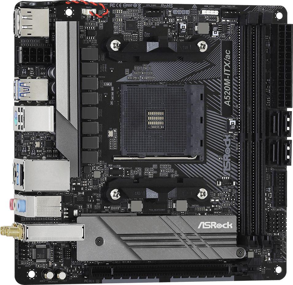 Pllakë amë ASRock A520M-ITX/AC, AMD A520, Socket AM4, 2 slota, Bluetooth / Wi-Fi 5, Mini ITX 4