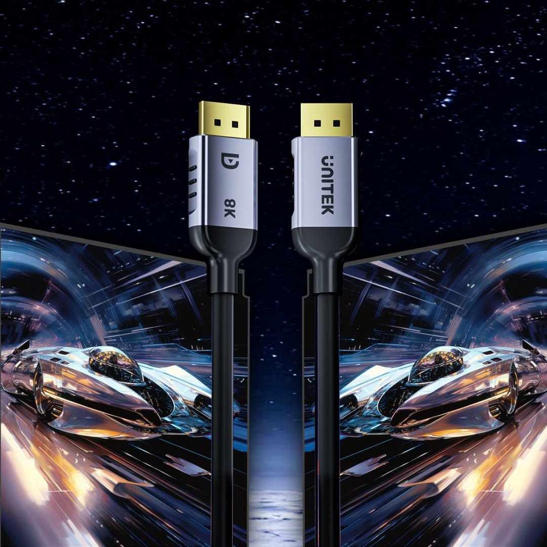 Kabllo DisplayPort UNITEK C1628GY01, 8K, 3m, e zezë gri