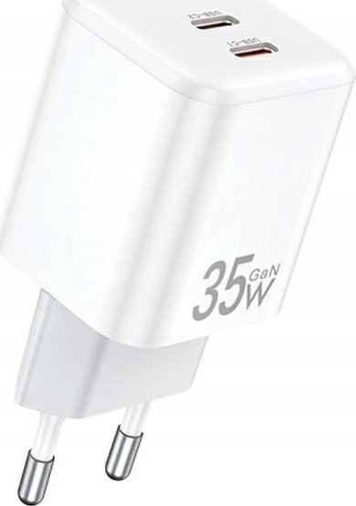 Karikues muri Awei PD65 EU GaN, 35W, 2x USB C, i zi