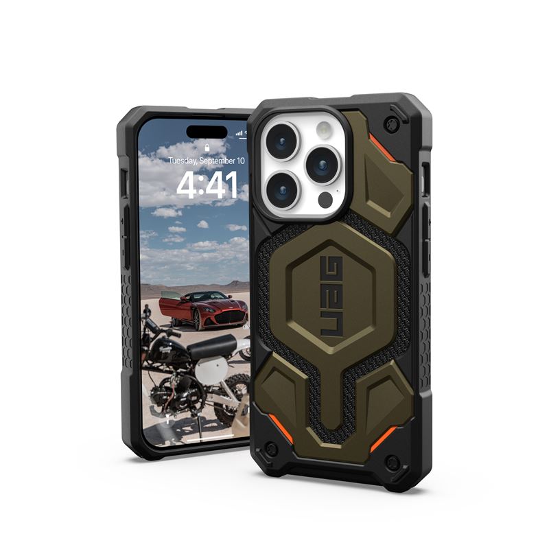 Kukë telefoni UAG Monarch Pro Kevlar për iPhone 15 Pro 6.1", magnet MagSafe, jeshile Element