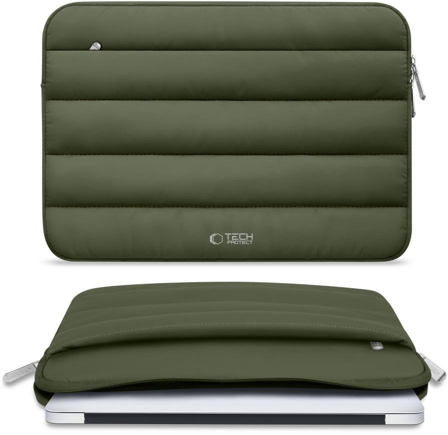 Çantë laptopi Tech-Protect Fluffy, 13-14", mbrojtëse, jeshile army