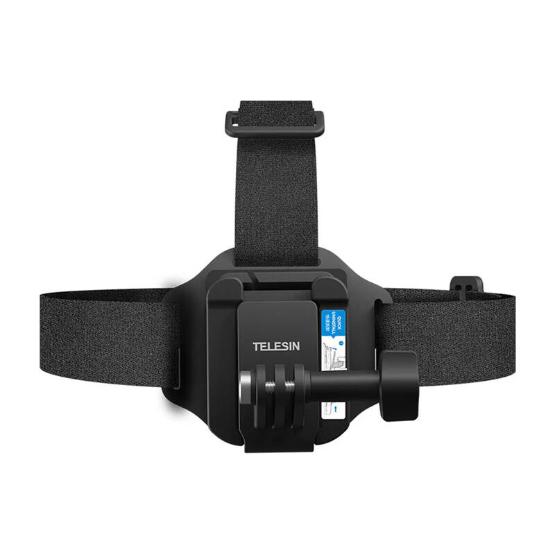 Mbajtëse koke TELESIN 2 in 1, për GoPro Insta360 DJI smartphone, rrip i rregullueshëm, e zezë