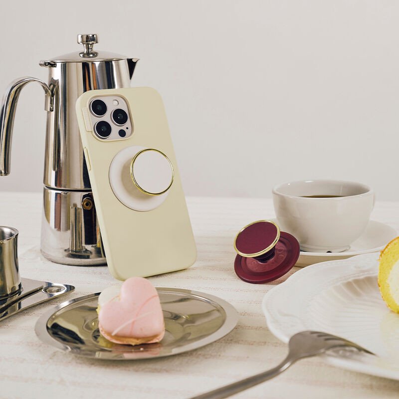 Aksesor telefoni PopSockets Enamel Coconut Cream MagSafe PopGrip, magnetik, i bardhë