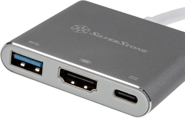 Docking station SilverStone EP08C, USB C, shumë porta, gri
