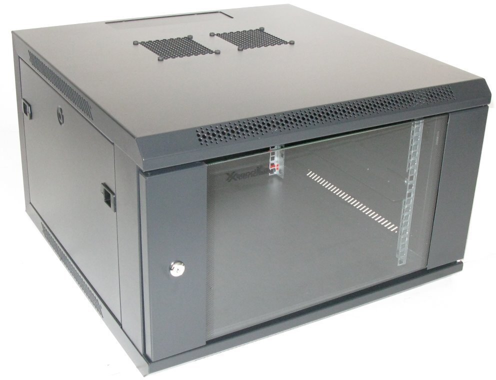 Kabinet rrjeti muror XtendLan 6U, 600x600 mm, derë xhami, gri
