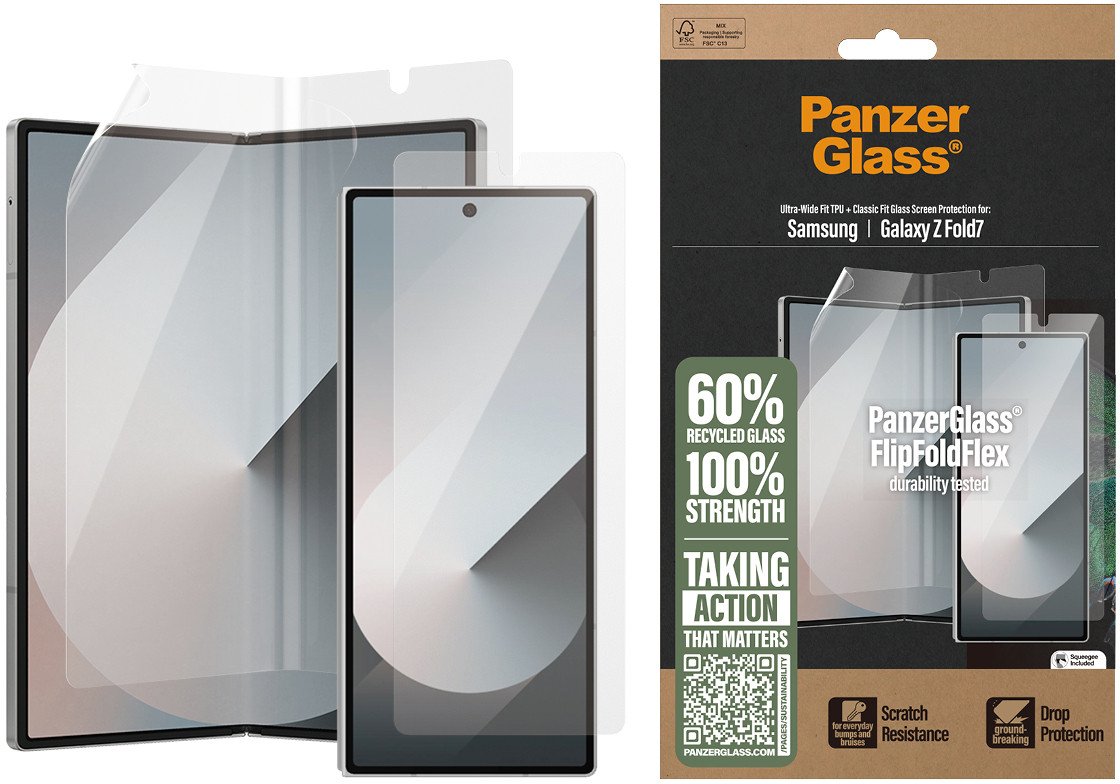 Mbrojtëse ekrani PanzerGlass për Samsung Galaxy Z Fold7, xham i temperuar, transparente