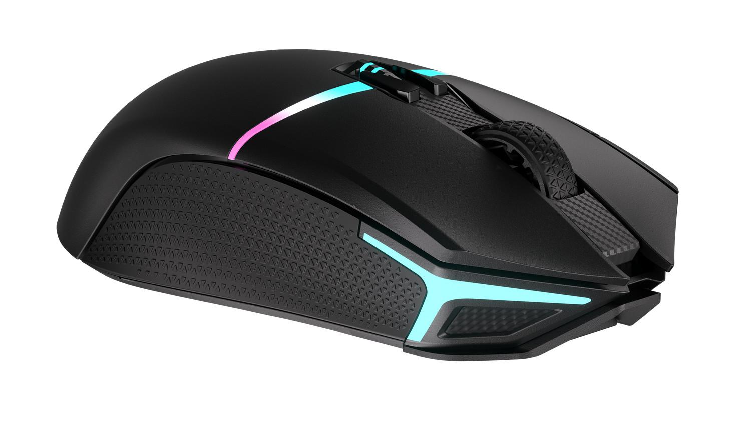 Mouse gaming Corsair Night Sabre Wireless RGB, optik 26000 DPI, RF dhe Bluetooth, i zi