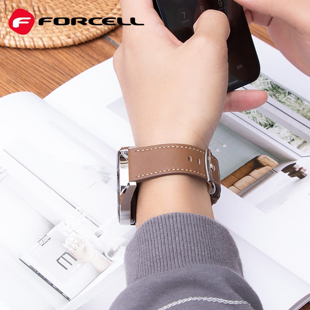 Rrip ore Forcell Strap F-DESIGN FS21, 20 mm, lëkurë sintetike, kafe