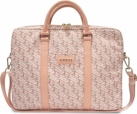 Çantë laptopi Guess GCube Stripes GUCB15HGCFSEP, 16", lëkurë sintetike, rozë