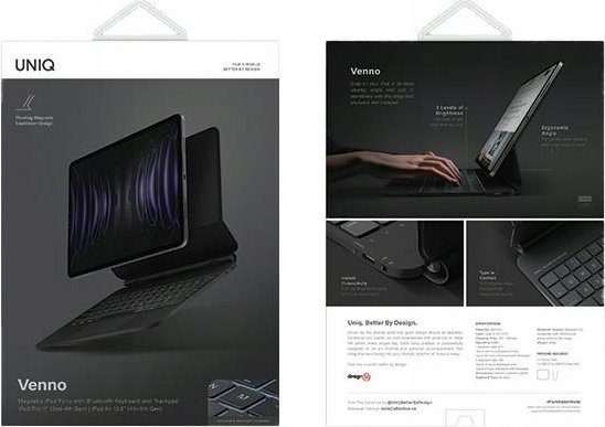 Mbulesë me tastierë Uniq Venno Magnetic Smart Case, për iPad Pro 11" 2022 2021, Bluetooth, USB C, e zezë