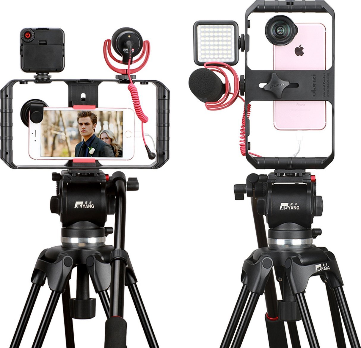 Rig video për smartphone Ulanzi U-Rig Pro, dy doreza, pika montimi për aksesorë, i zi
