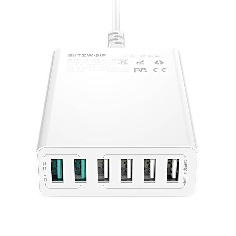Karikues muri BlitzWolf BW-S15, 6x USB-A, Quick Charge 3.0, i bardhë
