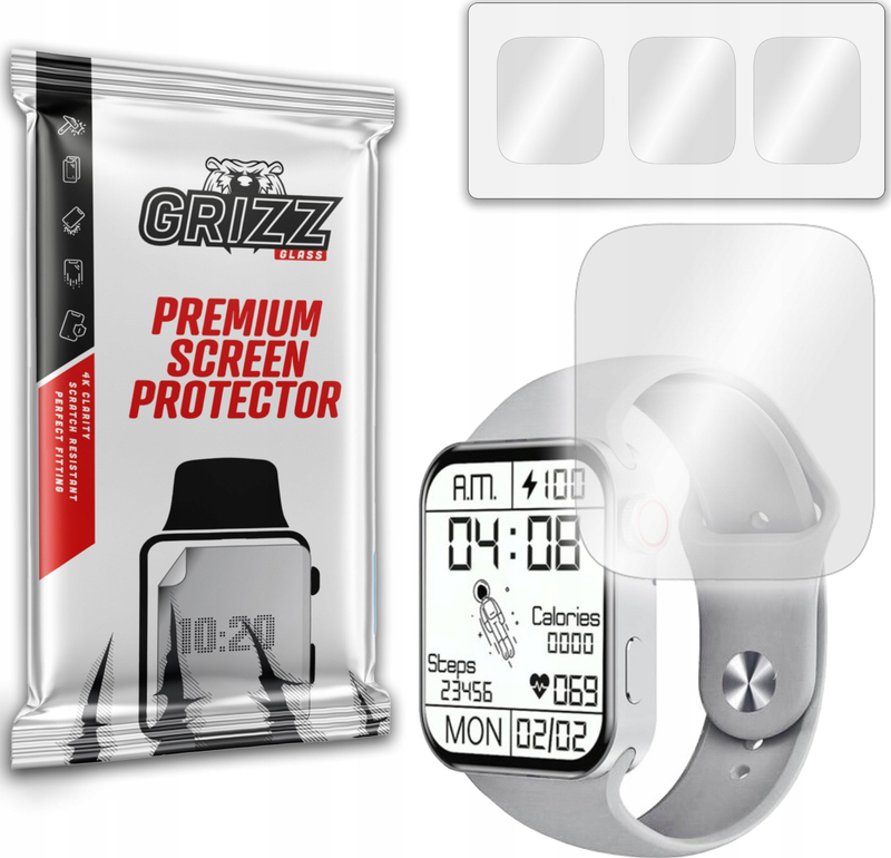 Mbrojtës ekrani GrizzGlass Hydrogel Film, për Apple Watch Series 7, set 3 copë, transparent