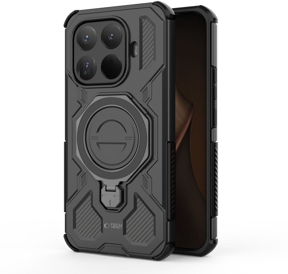 Mbulesë telefoni Tech-Protect TacticStand për Xiaomi 15T Pro, me këmbë mbajtëse, MagSafe, e zezë