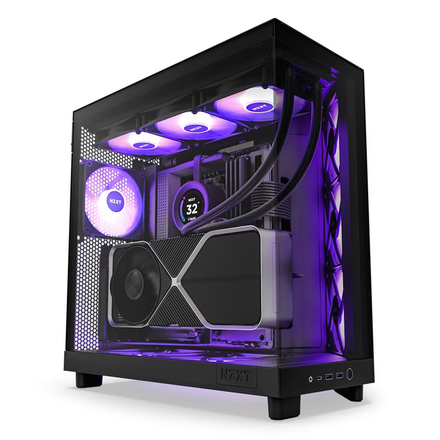 Kasë NZXT H6 Flow RGB – Dual-Chamber, 3× RGB Fan, USB Type-C, ATX Mid-Tower – E Zezë