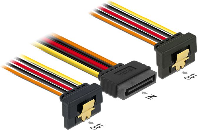 Kabllo energjie SATA Delock 60145, 1 në 2 porta, 15 cm, i zi