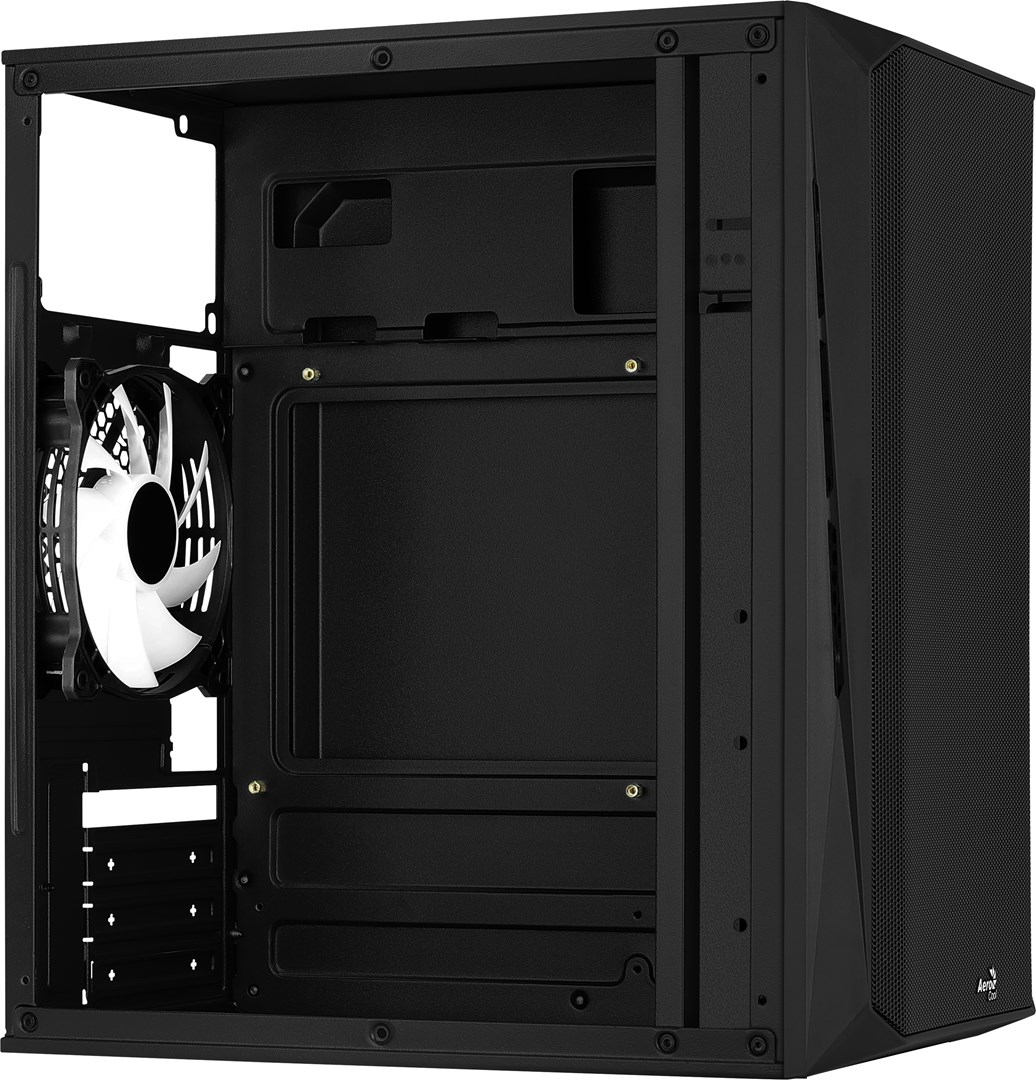 Kuti kompjuteri Aerocool CS-107 FRGB, mini tower, panel akrilik, e zezë