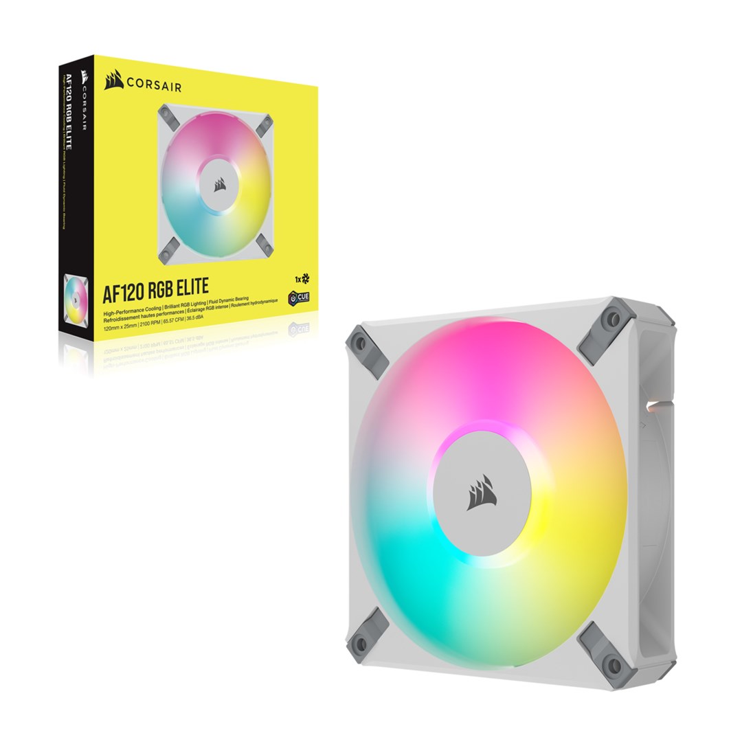 Ventilator Corsair iCUE AF120 RGB ELITE, 120mm, PWM, i bardhë