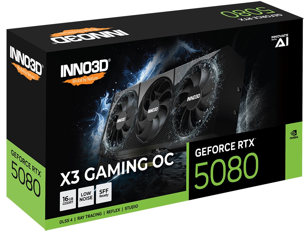 Graphics card Inno3D GeForce RTX 5080 X3 GAMING OC - 16GB - GDDR7 - 256-bit