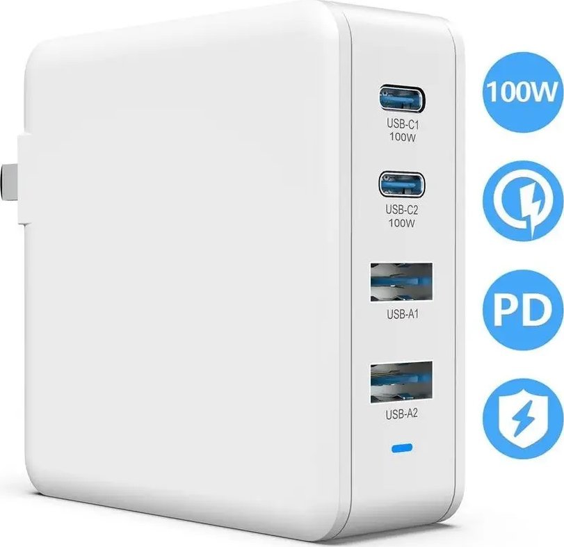 Karikues muri Viking GaN, 100W PD, 4x USB, i bardhë