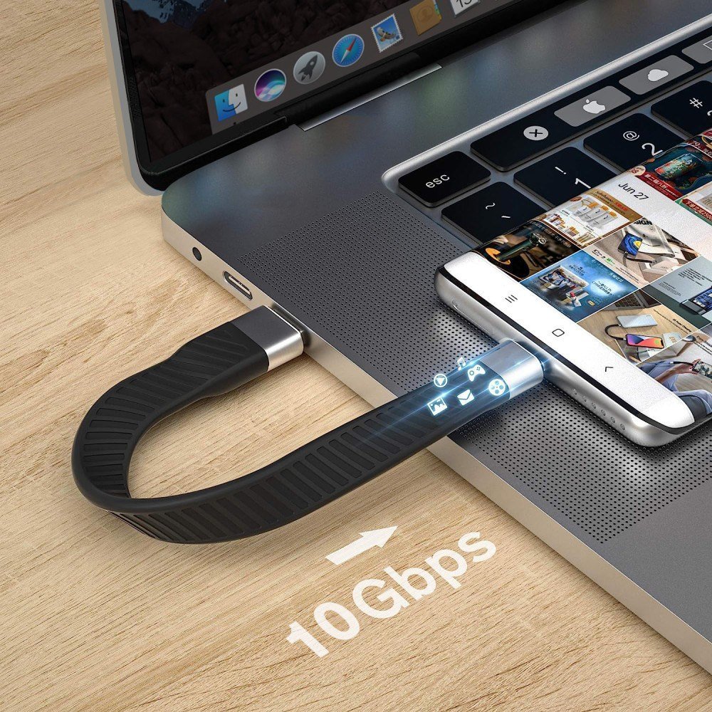 Kabllo Techly USB-C në USB-A, 12cm, 10 Gbit/s, e zezë