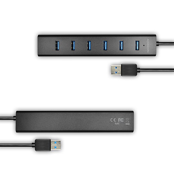 Qendër USB Axagon HUE-SA7BP, 7x USB-A 3.0, 2A, e hirtë
