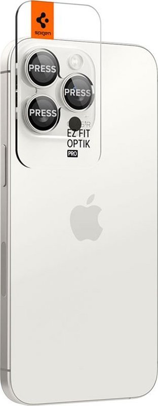 Mbrojtëse xhami kamerë Spigen Glas.tR EZ Fit Optik Pro, 2 copë, për iPhone 15 Pro 15 Pro Max, e bardhë titanium