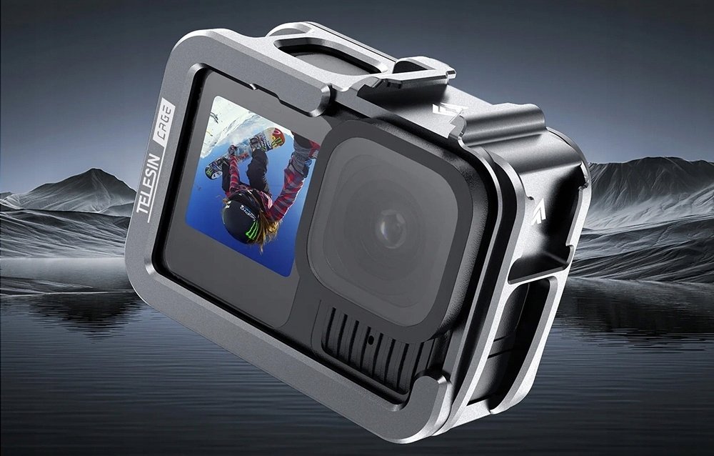Kornizë metalike Telesin Metal Cage V2 për GoPro HERO 13 12 11 10 9, aksesor për kamera aksioni, gri