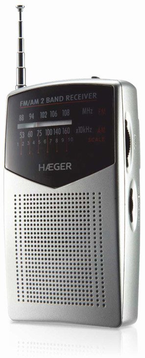 Radio portative Haeger Pocket, AM/FM, me antenë teleskopike, gri