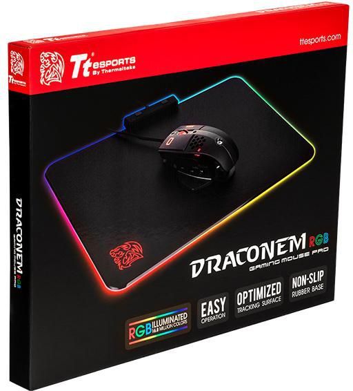 Mauspad Tt eSports Draconem RGB Hard Edition, M, i zi