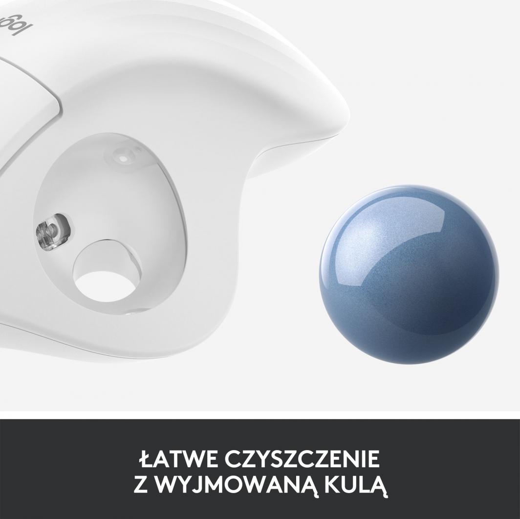 Maus Logitech ERGO, wireless, Bluetooth, USB, i bardhë