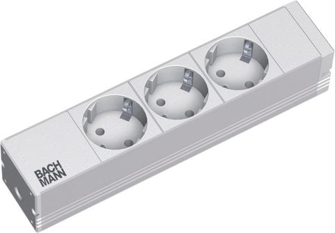 Zgjatës energjie Bachmann 333.417, për rack 10" 1U, 3 dalje, kabllo 2 m, argjendtë gri e hapur