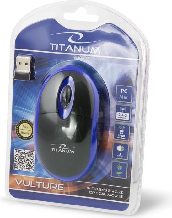 Maus Esperanza Titanum, wireless, USB, i zi dhe i kaltërt