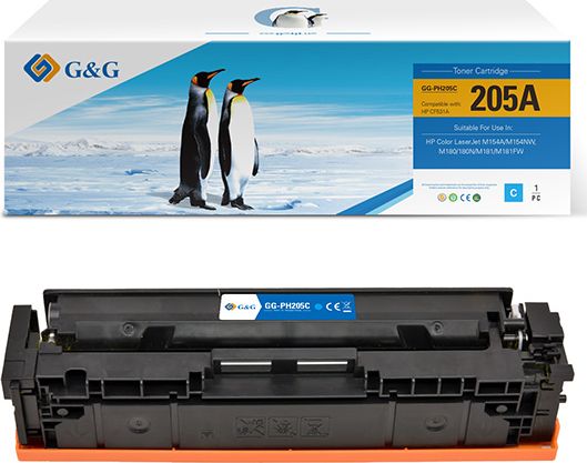 Toner G&G NT-PH205C, Cyan, zëvendësim 205A, për HP Color LaserJet Pro