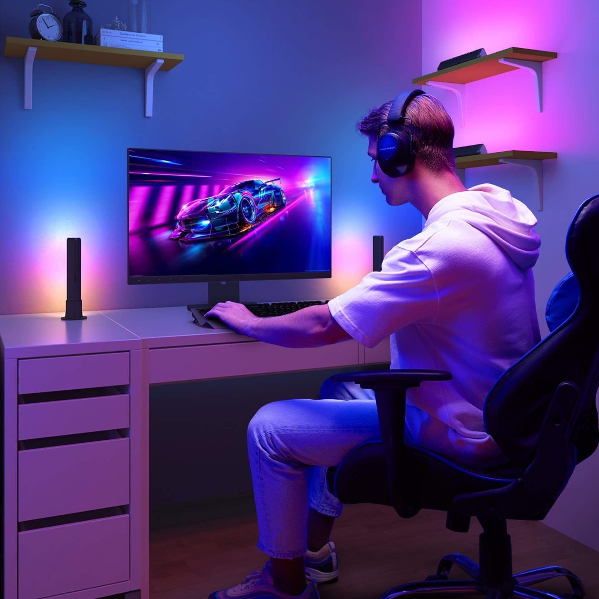 Dritë ambientale Govee Flow Plus RGBICWW, RGB inteligjente, WiFi, e zezë