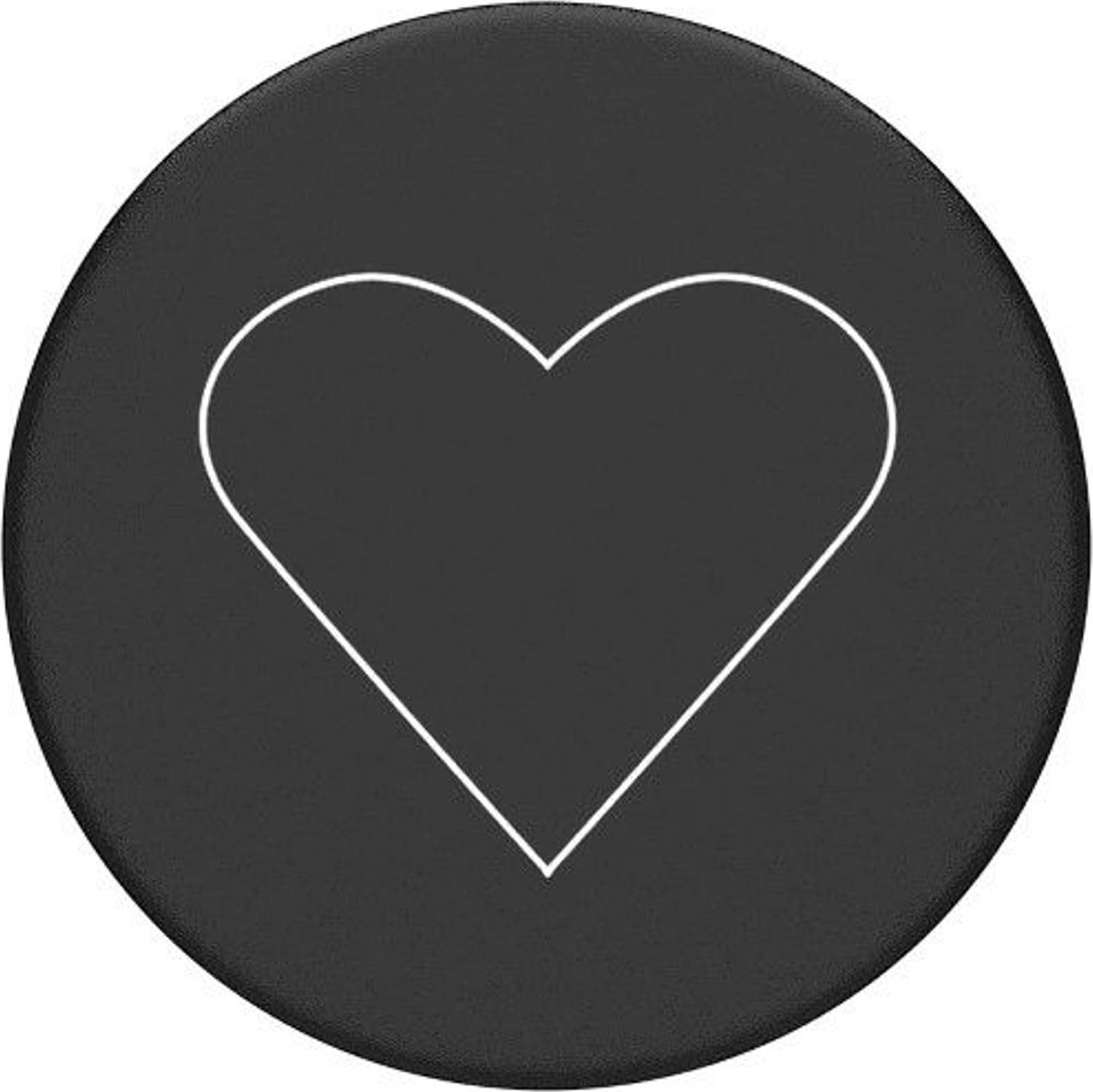 Mbajtëse telefoni PopSockets PopGrip White Heart Black, rrëshqitëse, pjesë e sipërme e zëvendësueshme, e zezë