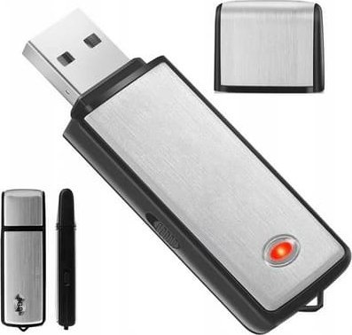 Regjistrues zëri mini USB, pendrive, memorie e integruar, i zi