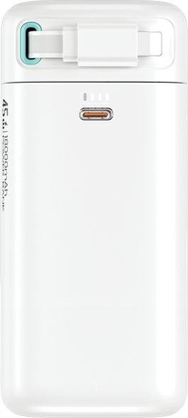 Powerbank Usams, 18000mAh, PD 45W, me kabllo Lightning tërheqëse, i bardhë