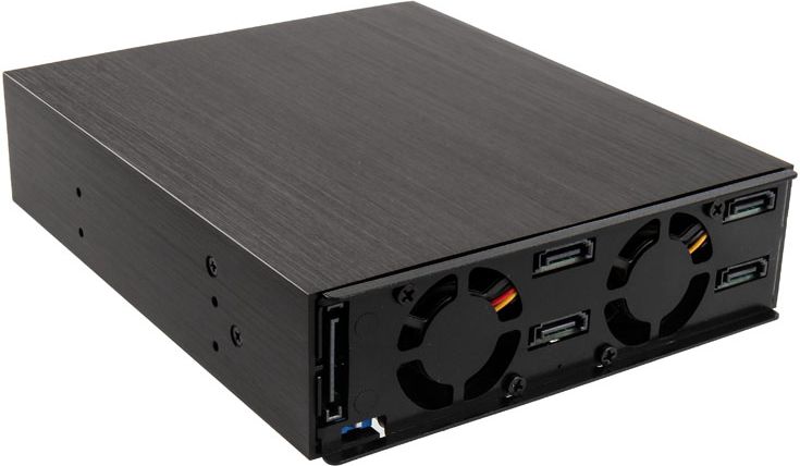 Enkllozh për disqe SilverStone SST-FS204B, 4x 2.5", 5.25", SATA 3, i zi