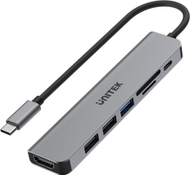 Докинг станица Unitek H1118A, Type C 7 во 1, HDMI 4K, сив алуминиум