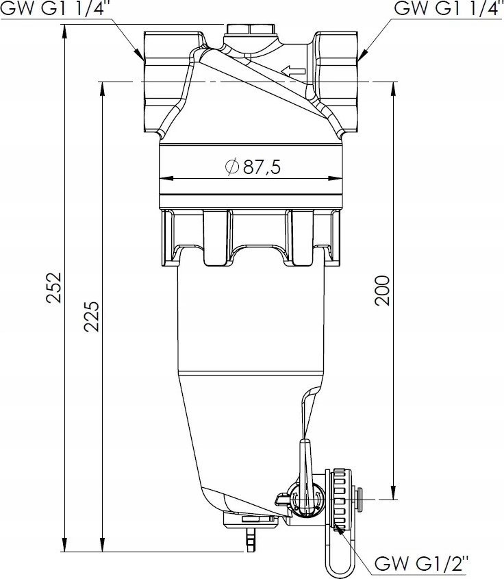 Separator magnetik papastërtish Afriso ADS 181 HP, 1 1/4", për ngrohje dhe ftohje